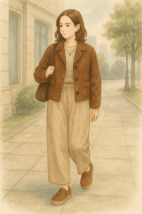 yomoセレクト スウェード調ボリュームスリッポン コーデ