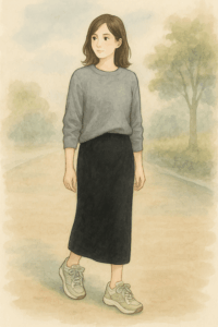 コンビマテリアルビジューハトメスニーカー コーデ