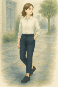 ハンズフリー スニーカー コーデ